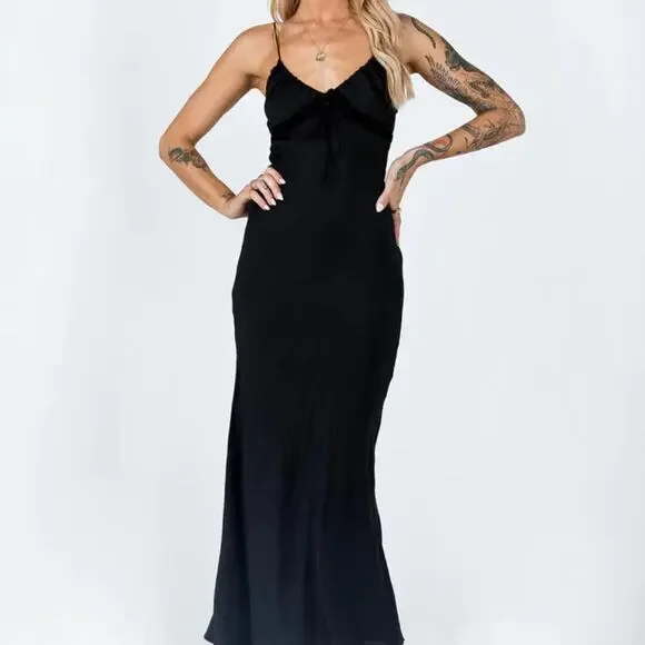 open lace back dress Kenzie Maxi Dress Black